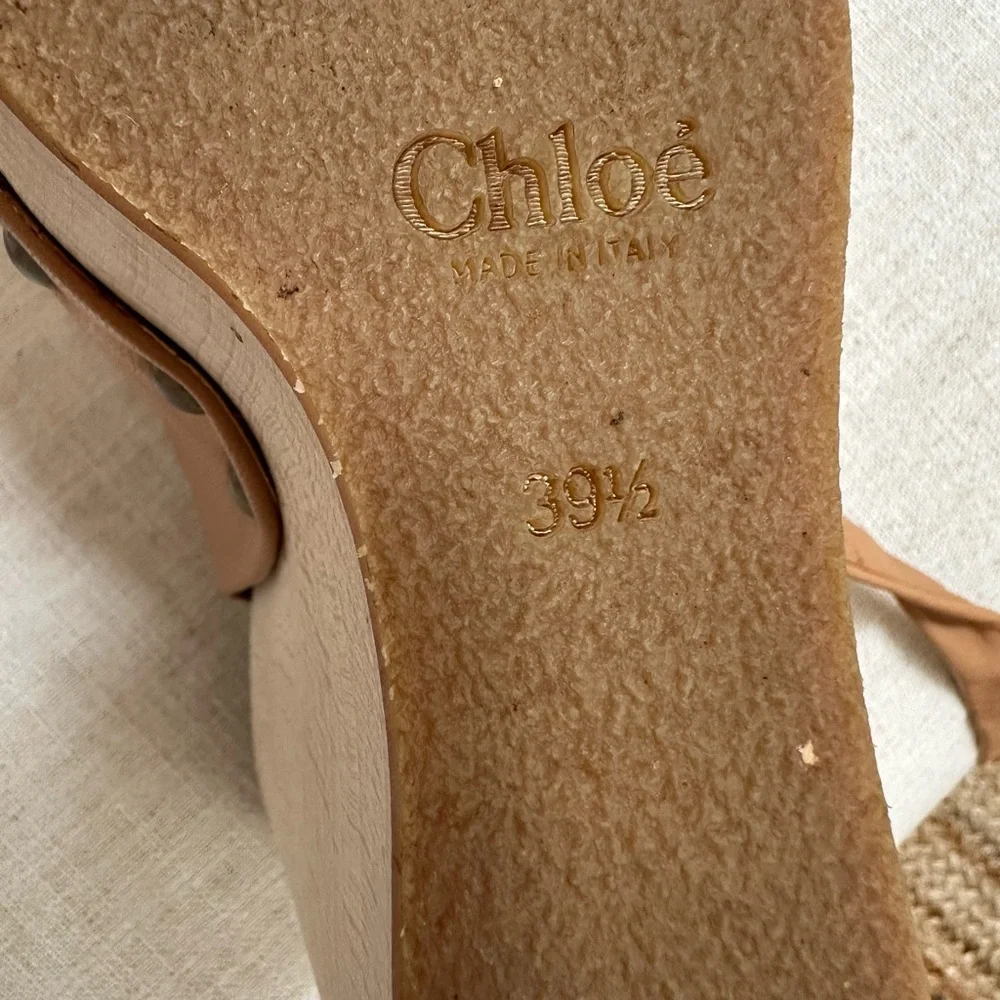 Chloe Tan Leather Ankle-Tie Platform Wedges